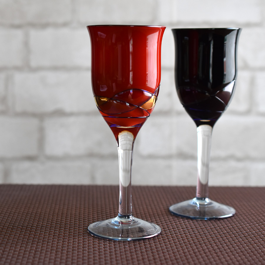 漆フルートグラス　ペアセット　シャンパングラス