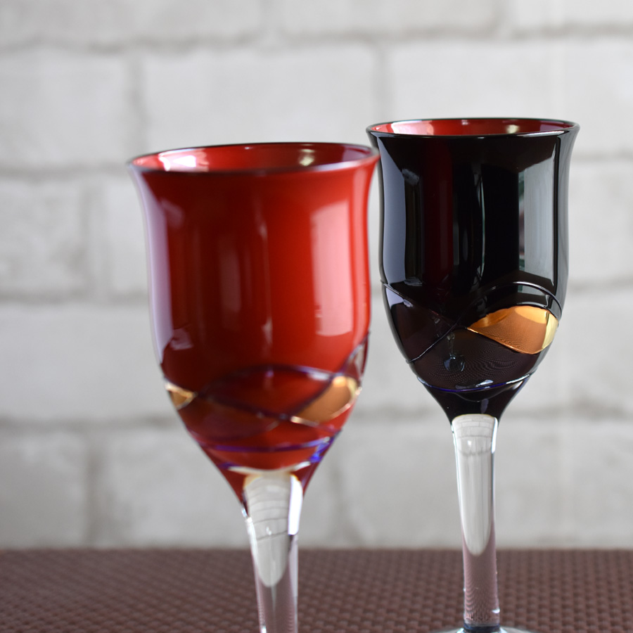 漆フルートグラス　ペアセット　シャンパングラス