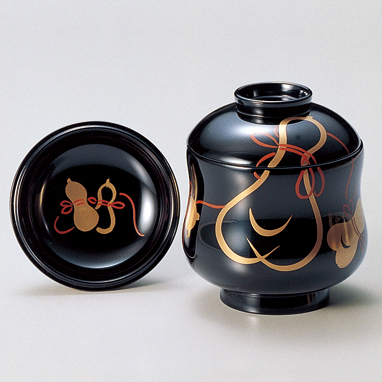 小吸物椀 ひょうたん 黒 木製 漆塗り 11-00801 漆器の井助