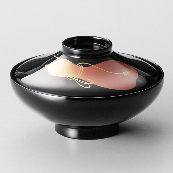 煮物椀 瓢 富士型 黒 5客セット 【送料無料】 漆塗り