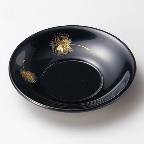 茶托 3.0 沈金飛花 黒 5枚セット 【送料無料】 木製 漆塗り