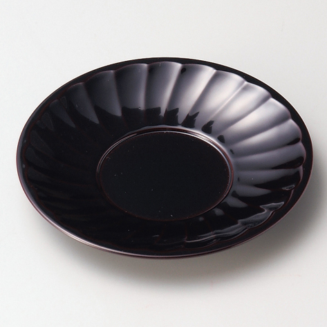 茶托 菊割 溜 5枚セット 漆塗り 11-06307 漆器の井助