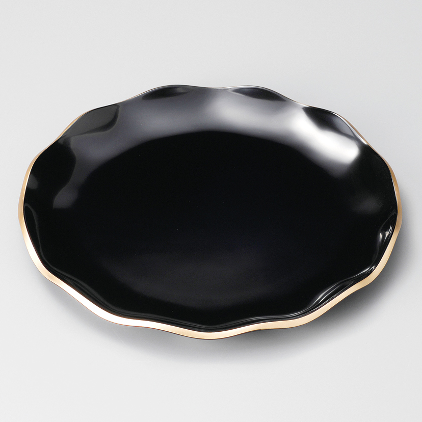 フローラ皿 金彩 23ｃｍ 黒