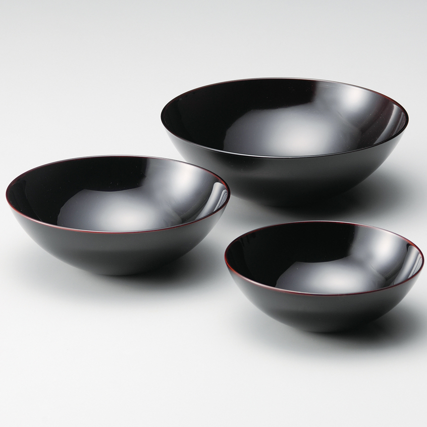 盛器セット 無地 総朱/溜 3個セット 漆塗り (製造中止) 漆器の井助
