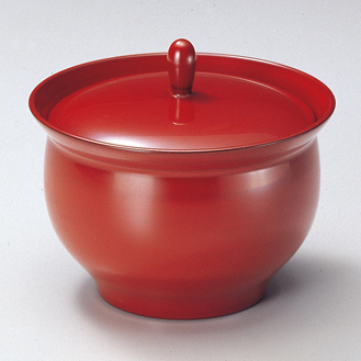 つまみ付菓子器 古代朱/日の出 漆塗り 蓋付き鉢