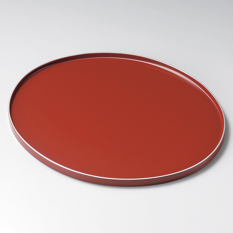 オーバル盆 12.0 銀彩 朱   木製 漆塗り