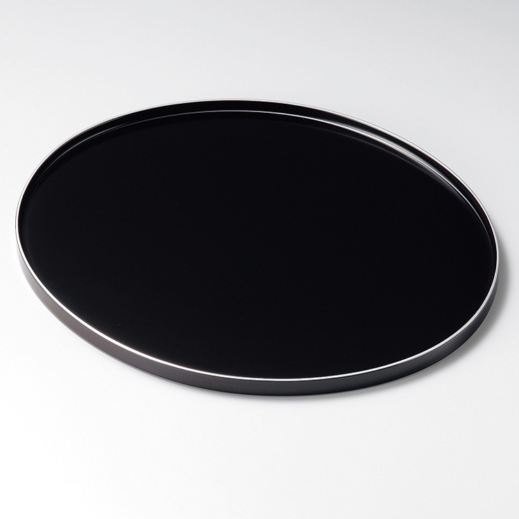 オーバル盆 12.0 銀彩 朱   木製 漆塗り