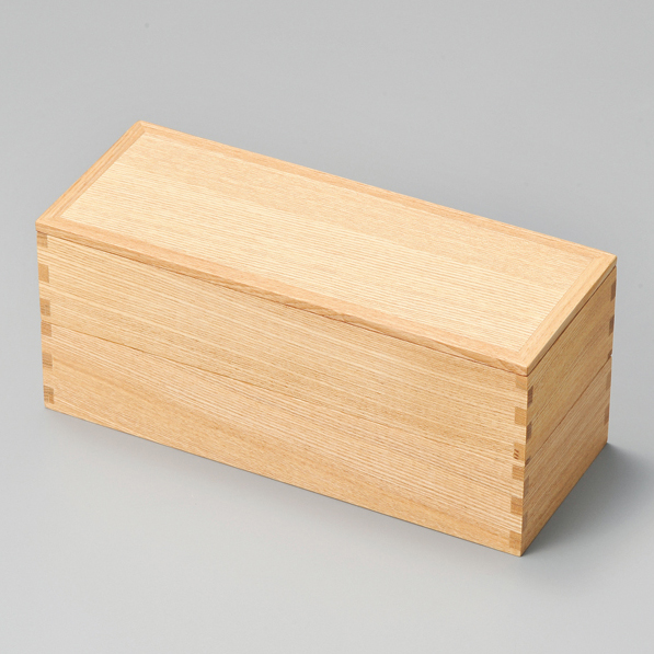 二段弁当箱（大） 白木塗 タモ   木製