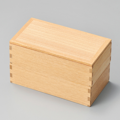 二段弁当箱（小） 白木塗 木製　11-12402