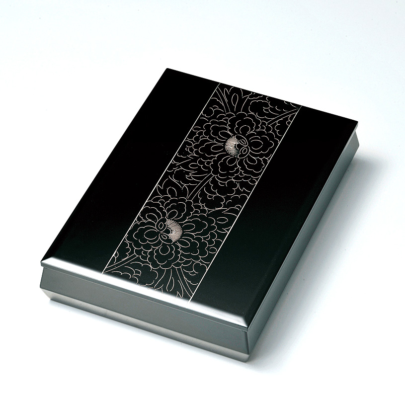 プラチナ牡丹彫 文庫 A4サイズ 黒  【送料無料】 漆塗り・木製