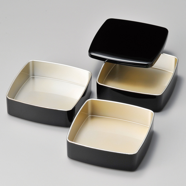 ちょこっと重 銀彩 黒 【送料無料】 漆塗り