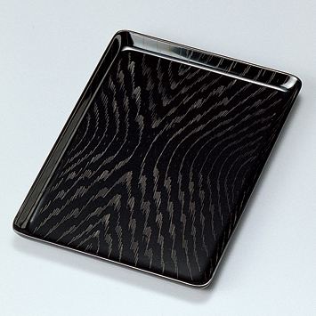 進物盆 7.5 シタン彫 黒 漆塗り 祝儀盆 切手盆