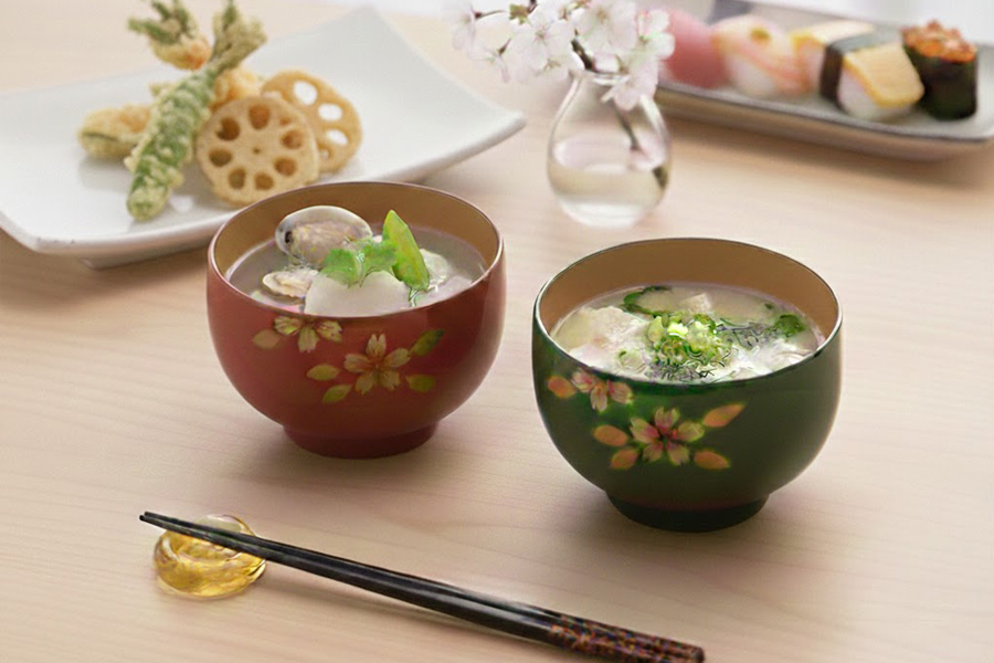 夫婦椀 桜福寿汁椀