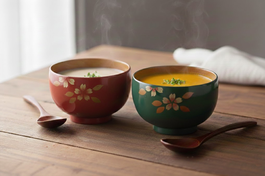 夫婦椀 桜 福寿汁椀