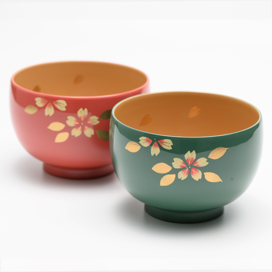 夫婦椀 桜 福寿汁椀