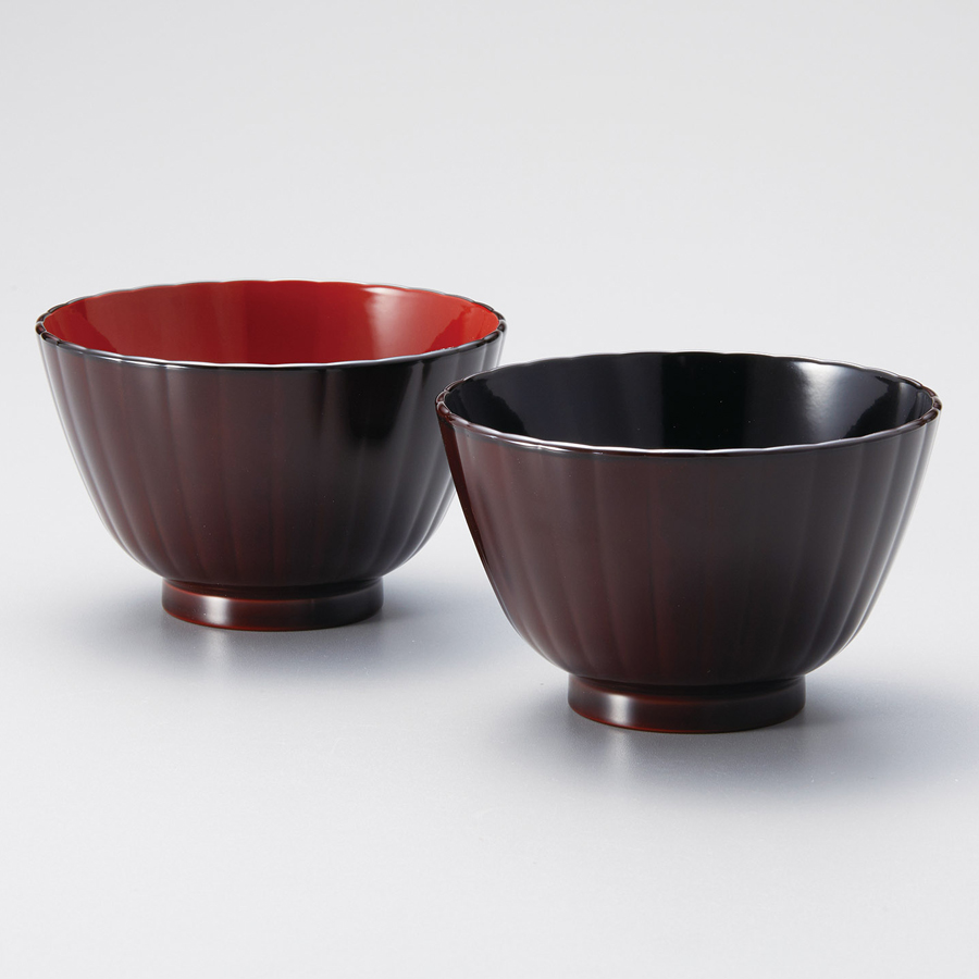 夫婦椀 溜内朱・溜内黒 2客セット