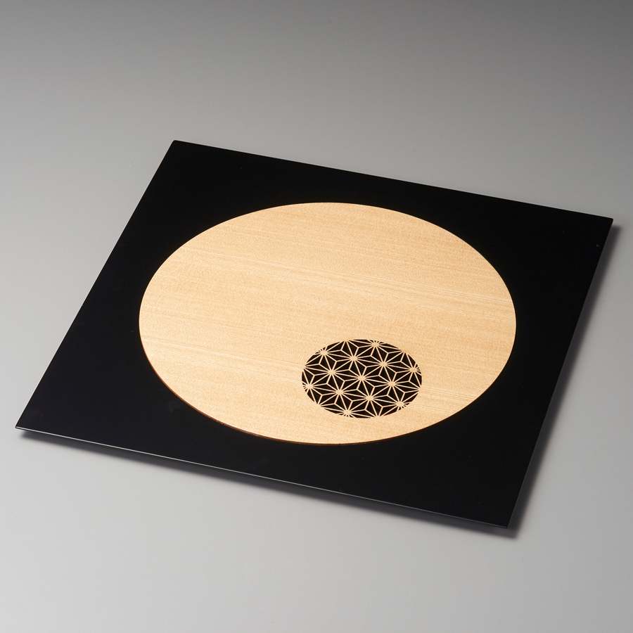 角板膳 迎福 黒/朱 木製 漆塗り ランチョンマット・折敷