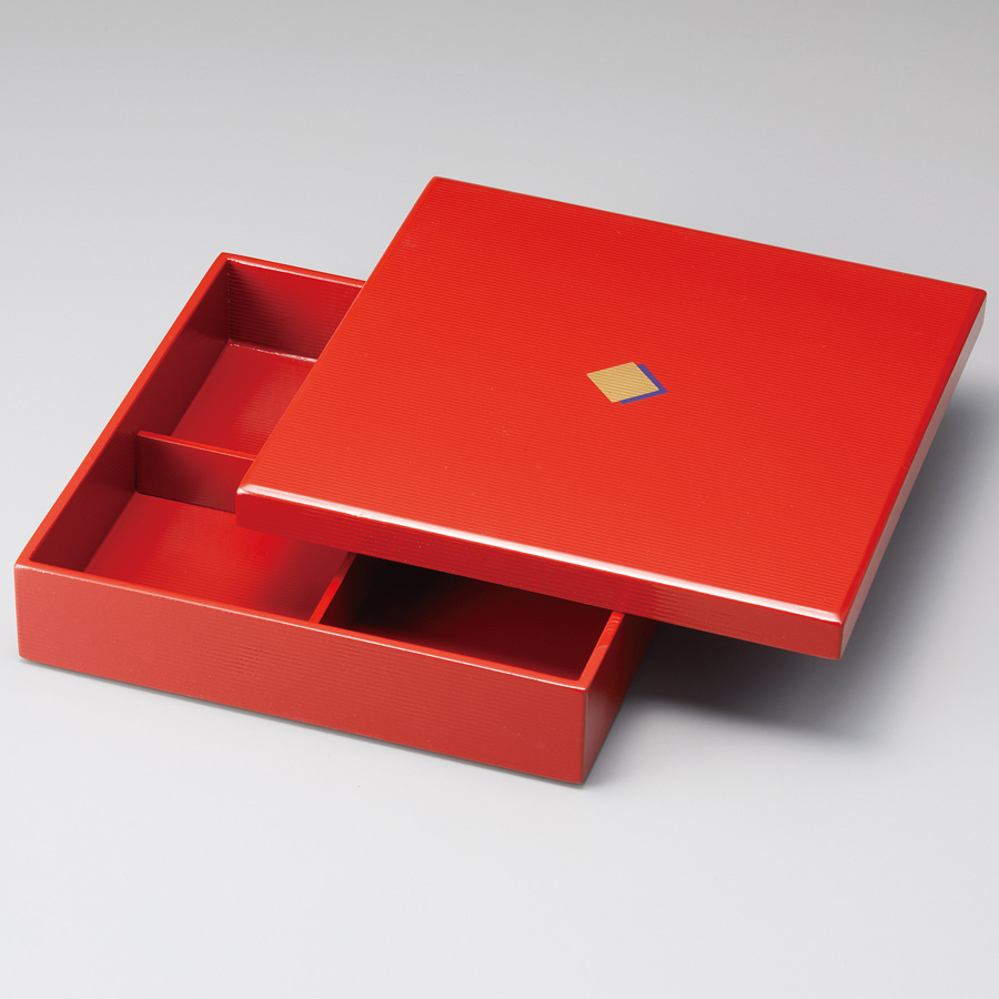 松花堂弁当箱 色紙 7.5 一ヶ重 朱 木製 木のランチボックス