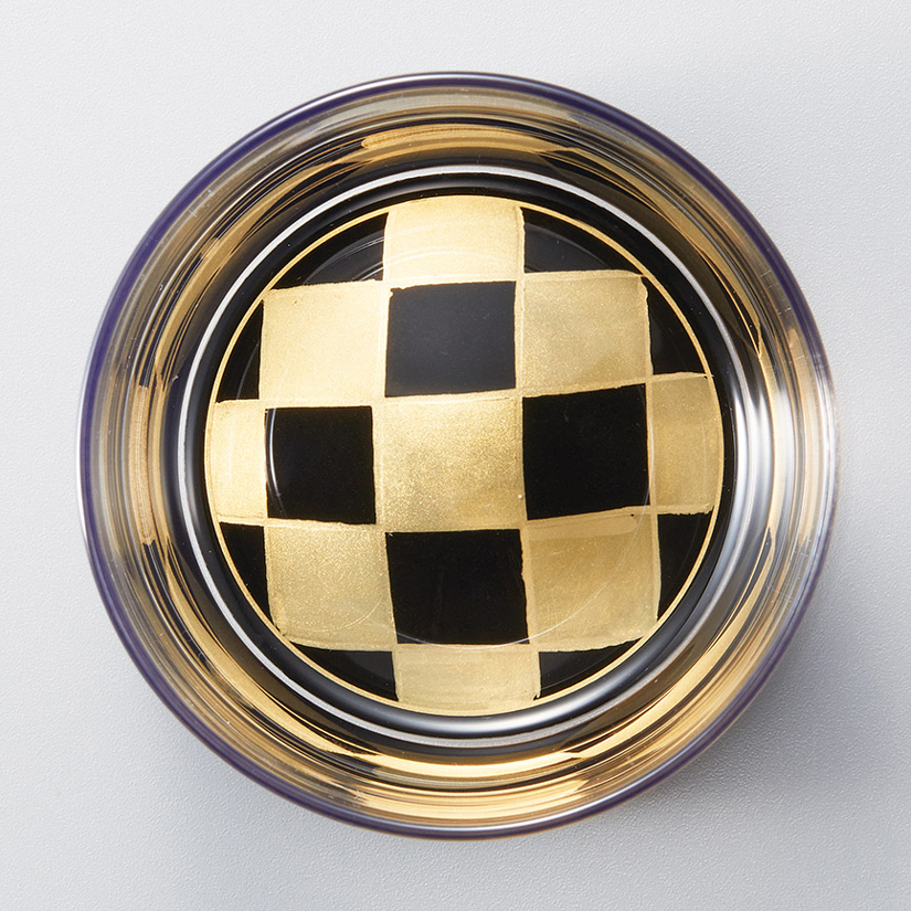 オールドグラス 金市松 黒/赤