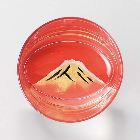 オールドグラス 赤富士 赤/黒