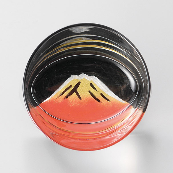 オールドグラス 赤富士 赤/黒