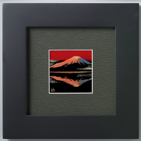 パネル 朝焼け富士 木製 漆塗り