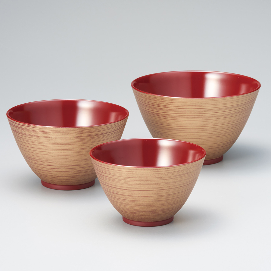 三つ組鉢 金刷毛 吟朱/黒 漆器の井助 三つ組鉢 金刷毛 吟朱/黒 漆器の井助