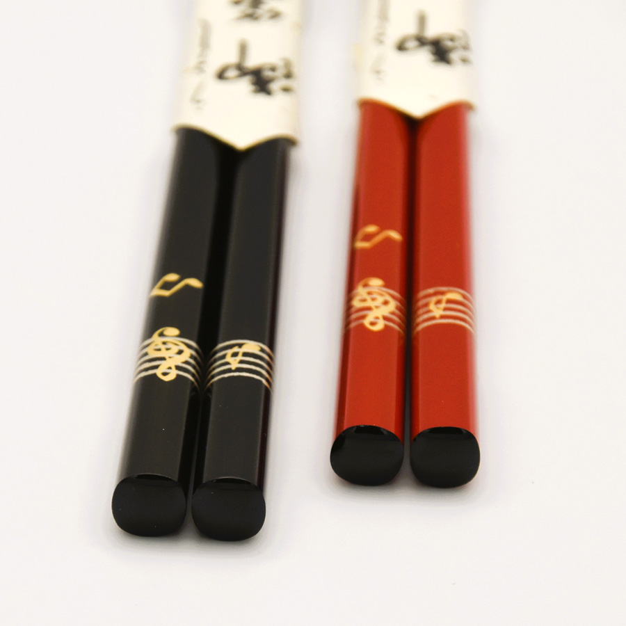 うるし箸 音符　黒/朱 木製 漆塗り
