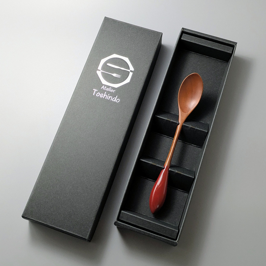 テーブルスプーン カエデ 黒/朱 日本製