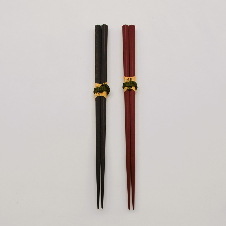 箸 五角帯銀 朱/黒 【メール便可】 木製 漆塗り 【製造中止・在庫限り