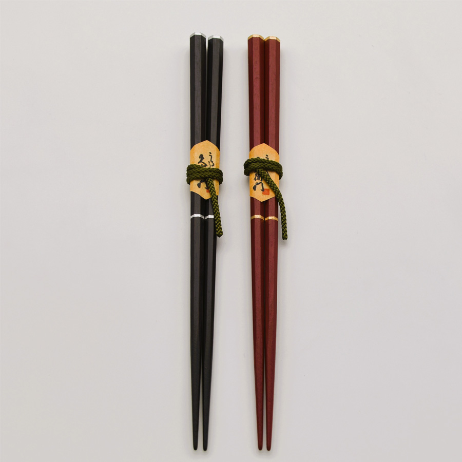 八角箸 天金 朱/黒 【メール便可】 木製 漆塗り 【製造中止・在庫限り