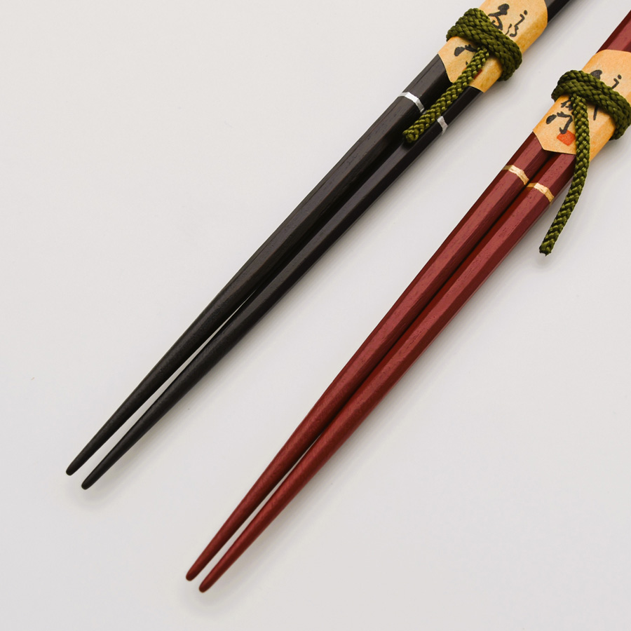 八角箸 天金 朱/黒 【メール便可】 木製 漆塗り 【製造中止・在庫限り