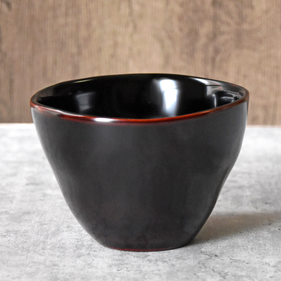 ゆがみカフェ椀 溜/朱/古代朱 漆塗り 12-02806/02807/MK-460