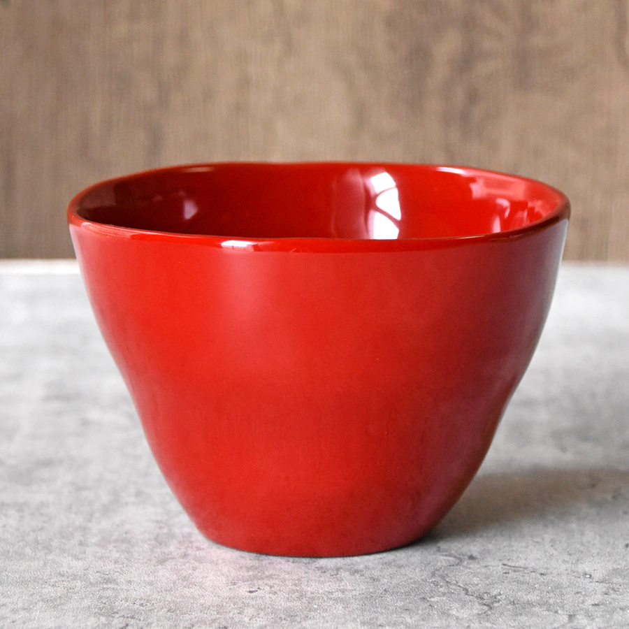 ゆがみカフェ椀 溜/朱/古代朱 漆塗り 12-02806/02807/MK-460