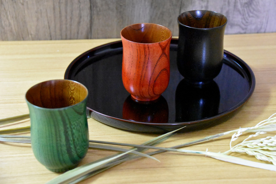 スリム湯呑み 欅 木製 漆塗り 漆器の井助