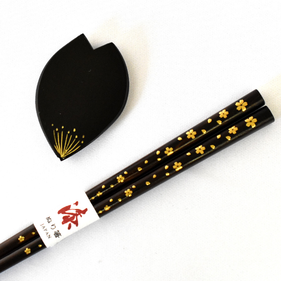 箸・箸置きセット 桜 FC39-13 漆器の井助