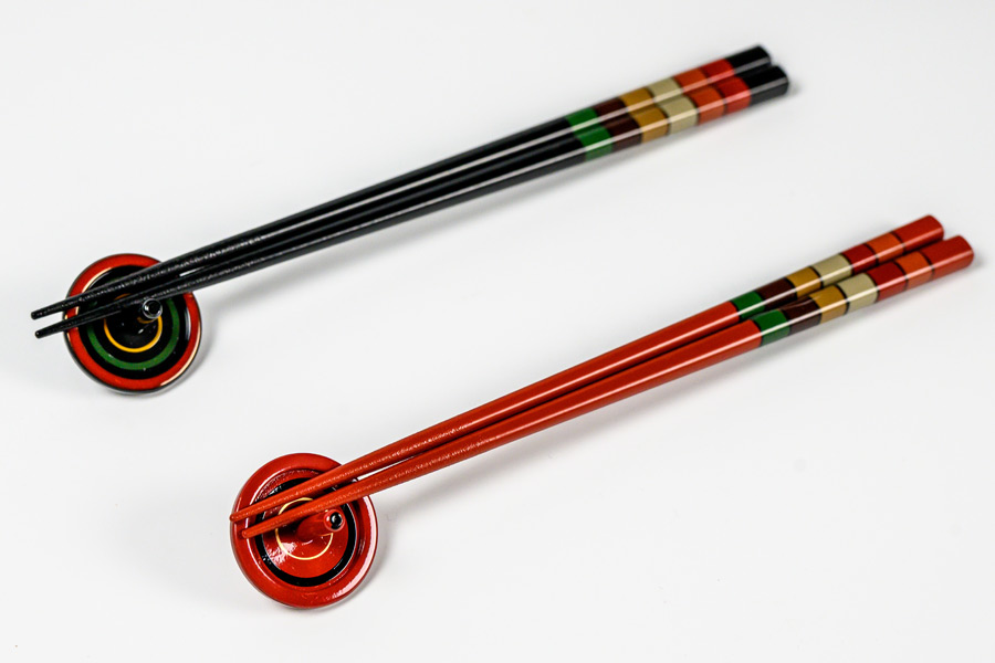 箸独楽文様コマ箸置付