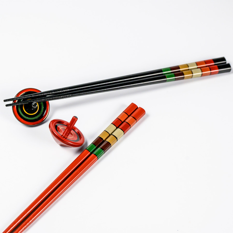 箸独楽文様コマ箸置付