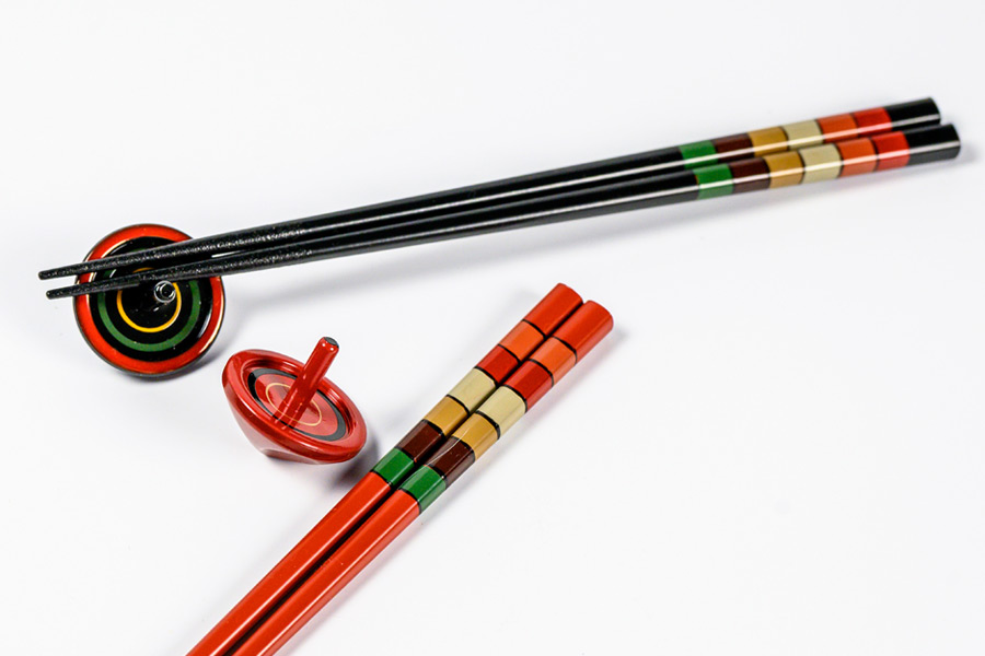 箸独楽文様コマ箸置付