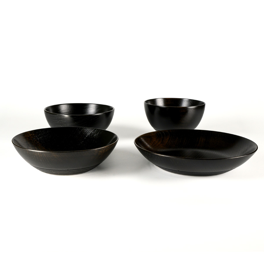 四つ組椀 黒スリ 木製 漆塗り 漆器の井助